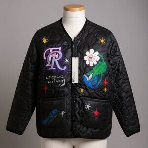 First Row Denim Sunshine Black Quilted Jacket – Small – NWT – Streetwear Bomber